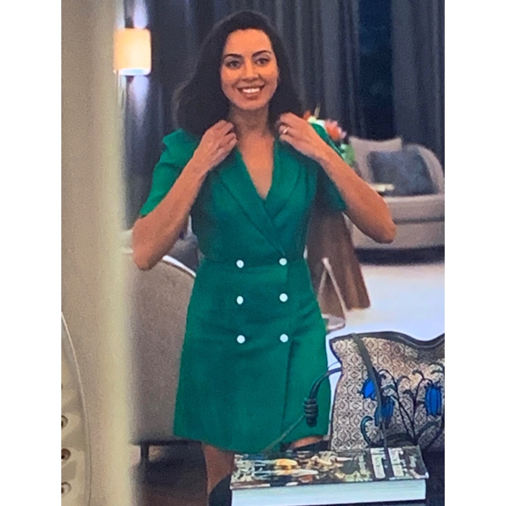 VTG 80s Kelly Green Double Breasted Blazer Power Dress Corporate Chic Kasper 4P - Picture 16 of 16